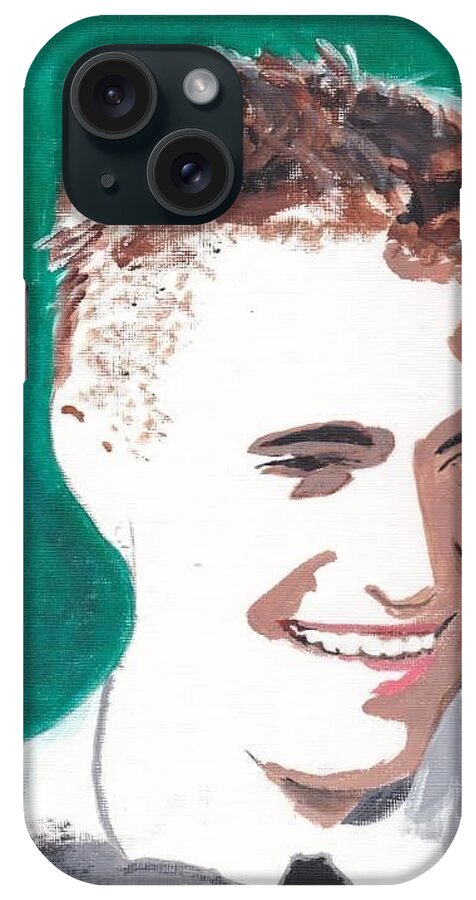 Robert Pattinson Famous Faces Filmstar Movies Actor People Painting Acrylic Oil iPhone Case featuring the painting Robert Pattinson 146 a by Audrey Pollitt