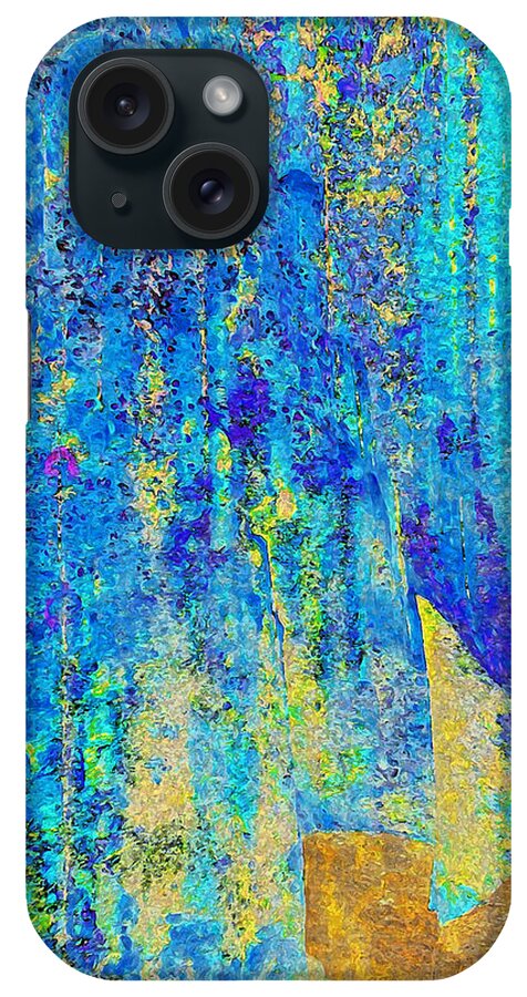 Abstract iPhone Case featuring the digital art Rock Art Blue and Gold by Stephanie Grant