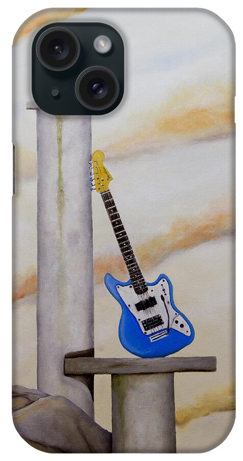Rock Guitar iPhone Case featuring the painting Rock Guitar Fender Marauder by John Stuart Webbstock