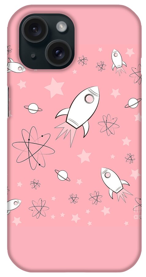 Rocket iPhone Case featuring the painting Rocket Science Pink by Amy Kirkpatrick