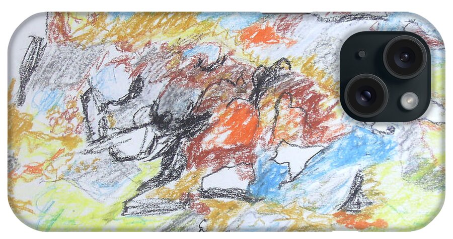 Rocks In A Field iPhone Case featuring the drawing Rocks in a Field by Esther Newman-Cohen