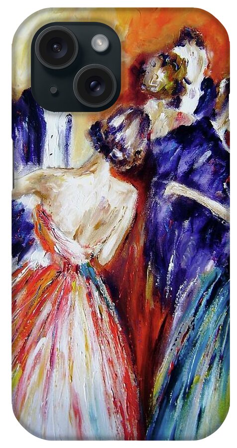 Romance iPhone Case featuring the painting Romantic Dance Paintings by Mary Cahalan Lee - aka PIXI