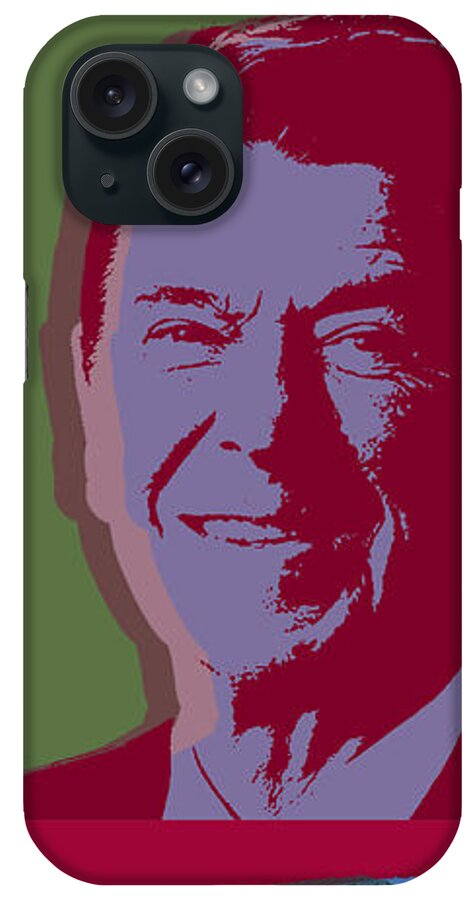 Ronald Reagan iPhone Case featuring the digital art Ronald Reagan by Jean luc Comperat