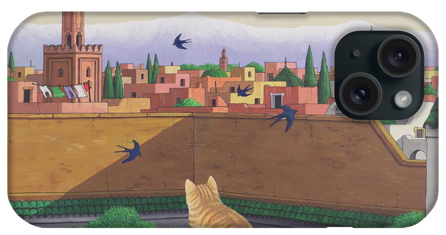 Swallow iPhone Case featuring the painting Rooftops In Marrakesh by Larry Smart