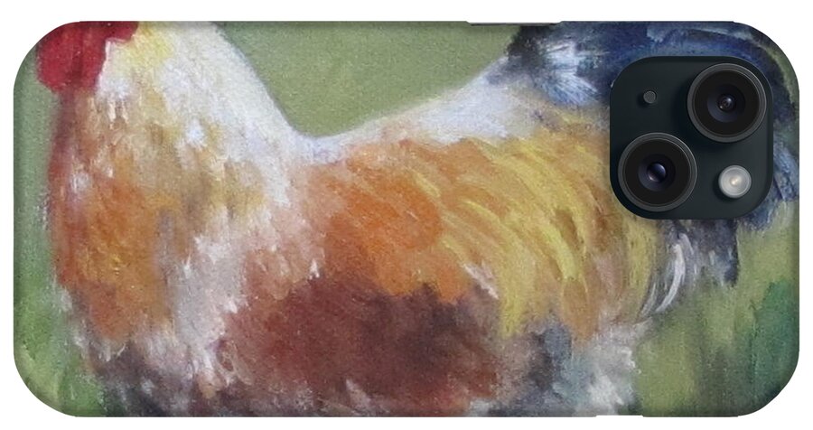 Rooster iPhone Case featuring the painting Rooster of Color by Cheri Wollenberg