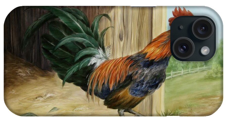 Rooster iPhone Case featuring the painting Rooster by Summer Celeste