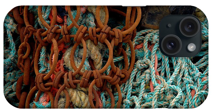Rope Photographs iPhone Case featuring the photograph Ropes and rusty wires by Dorin Adrian Berbier