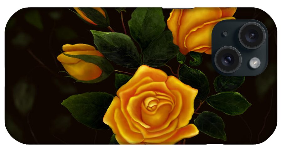 Yellow Roses iPhone Case featuring the painting Rose Buddies by Sena Wilson