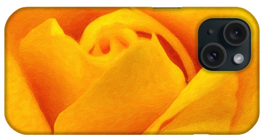 Rose iPhone Case featuring the photograph Rose Yellow - Digital Painting Effect by Rhonda Barrett