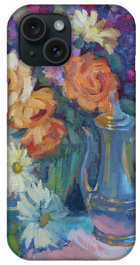 Roses And Silver iPhone Case featuring the painting Roses and Silver by Diane McClary