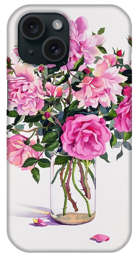 Rose iPhone Case featuring the painting Roses in a Glass Jar by Christopher Ryland