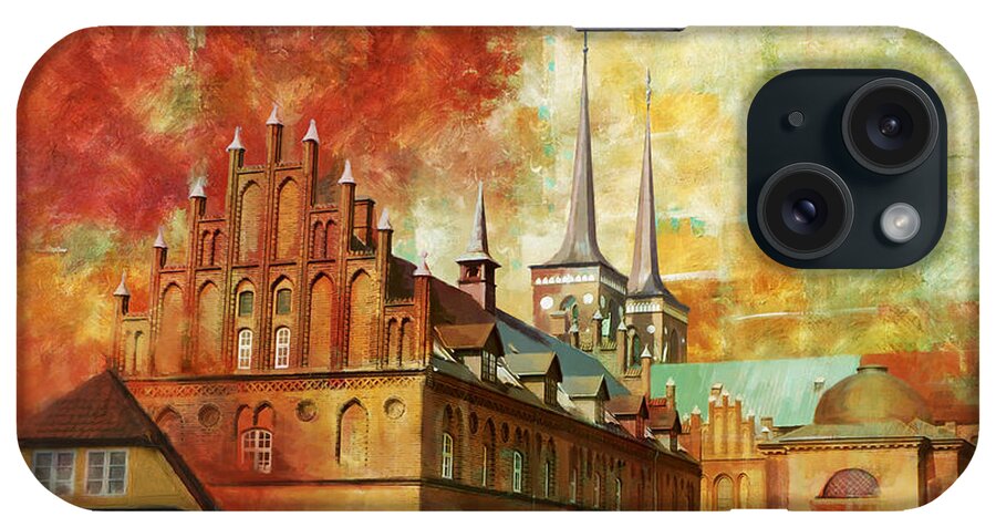 Denmark Art iPhone Case featuring the painting Roskilde Cathedral by Catf