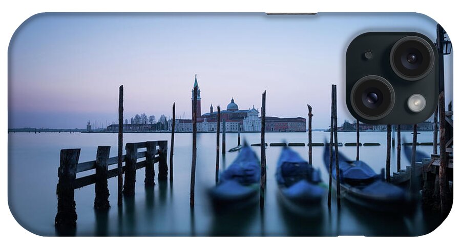 Tranquility iPhone Case featuring the photograph Row Of Gondolas At Sunrise In Venice by Matteo Colombo