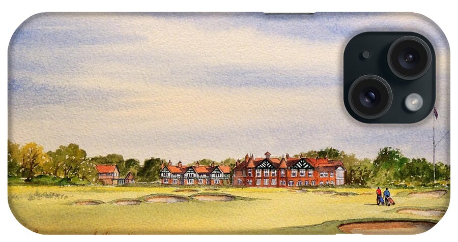 Royal Lytham & St Annes Golf Course iPhone Case featuring the painting Royal Lytham and St Annes Golf Course by Bill Holkham