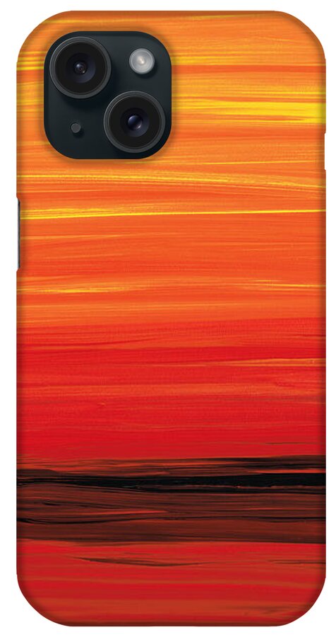 Red iPhone Case featuring the painting Ruby Shore - Red And Orange Abstract by Sharon Cummings