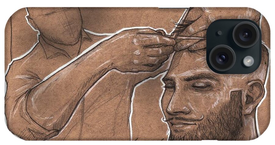 Comb Over iPhone Case featuring the drawing Rugged Shears by Shop Aethetiks
