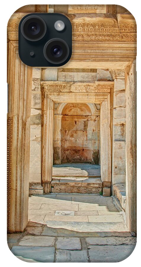 Arch iPhone Case featuring the photograph Ruins Or Ancient Stone Corridor With by Aygulsarvarova