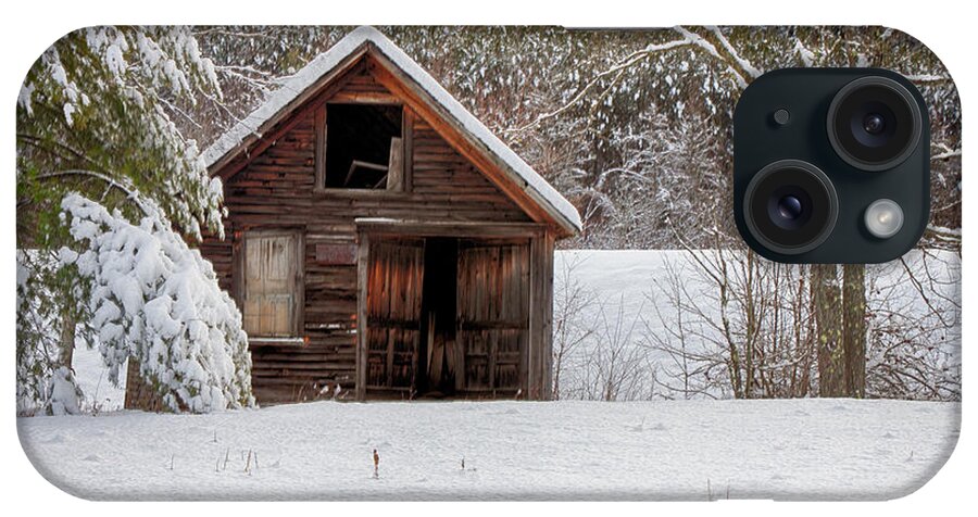  Scenic Vermont Photographs iPhone Case featuring the photograph Rustic Shack In Snow by Jeff Folger