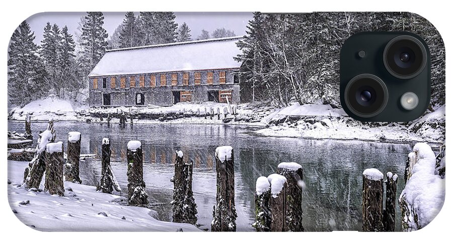Smokehouse iPhone Case featuring the photograph Rustic Smokehouse Snowscape by Marty Saccone