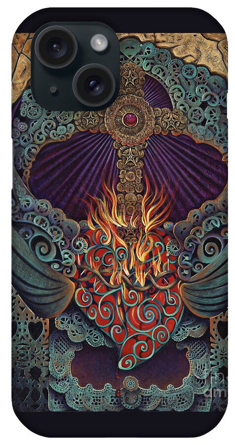 Sacred iPhone Case featuring the painting Sacred Heart by Ricardo Chavez-Mendez