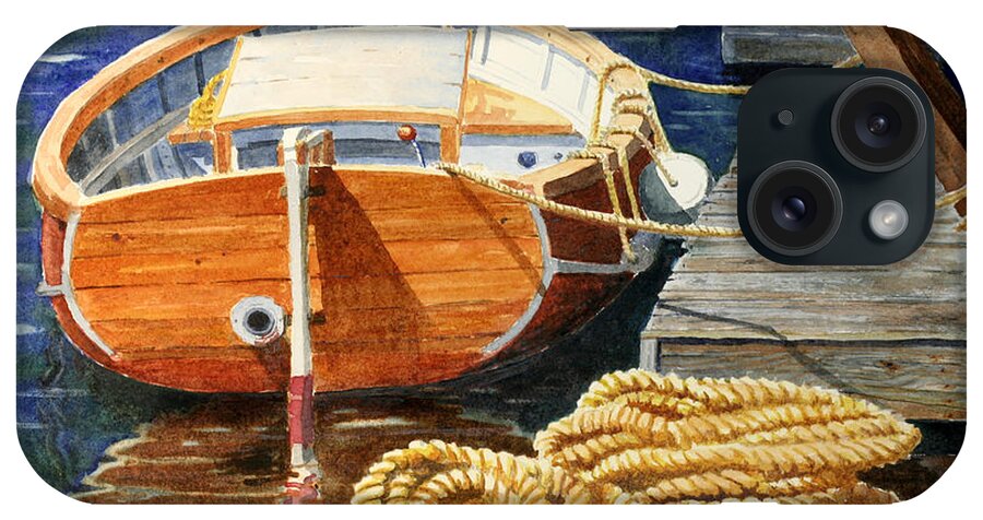 Boat iPhone Case featuring the painting Safe Mooring by Roger Rockefeller