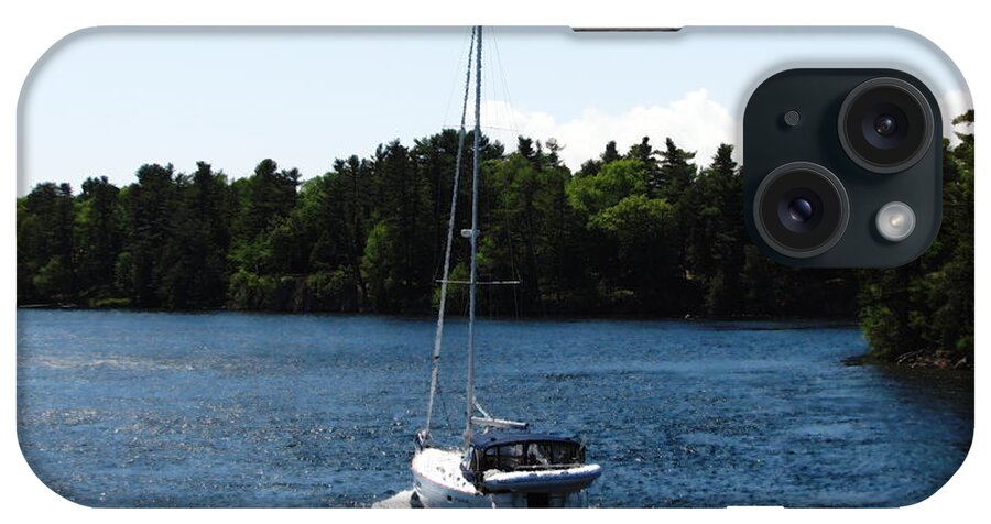 Sailboat iPhone Case featuring the photograph Sailboat on The Saint Lawrence Seaway Oil Painting Effect by Rose Santuci-Sofranko