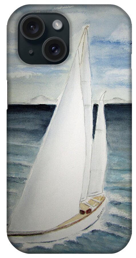 Yacht iPhone Case featuring the painting Sailing by Elvira Ingram