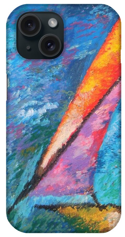Sailing iPhone Case featuring the pastel Sailing by Jon Kittleson