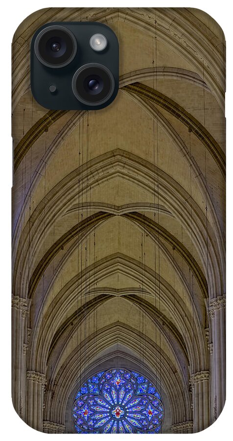 Saint John The Divine iPhone Case featuring the photograph Saint John The Divine Cathedral Arches And Rose Window by Susan Candelario