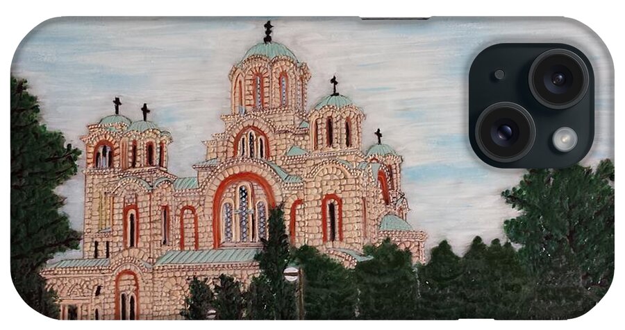 Church iPhone Case featuring the painting Saint Marko Church Belgrade Serbia by Jasna Gopic