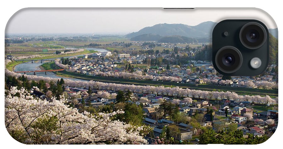 Tranquility iPhone Case featuring the photograph Sakura Lined Riverbank Of Kakunodate by Moonie's World