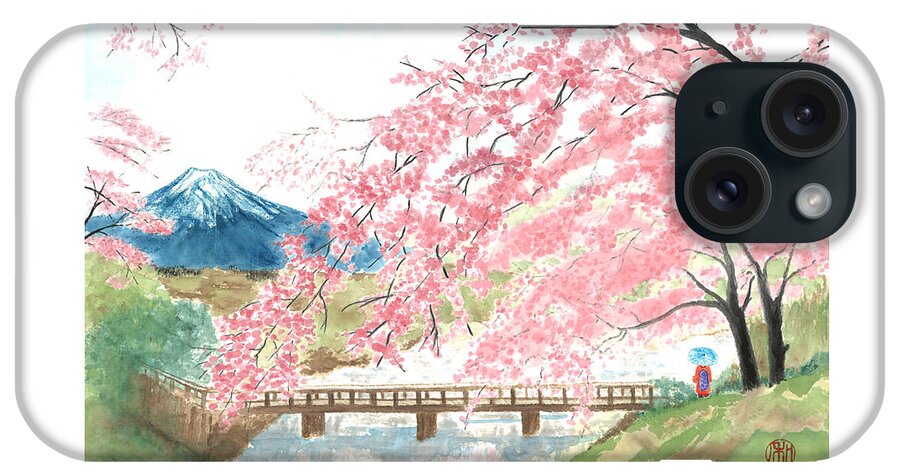 Japanese iPhone Case featuring the painting Sakura by Terri Harris