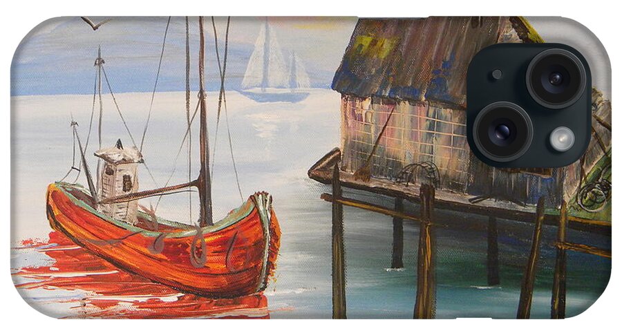 Fishing Boat iPhone Case featuring the painting Salty Afternoon by Eric Johansen