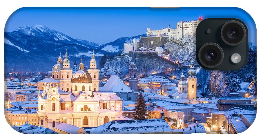 Blue iPhone Case featuring the photograph Salzburg in winter #2 by JR Photography