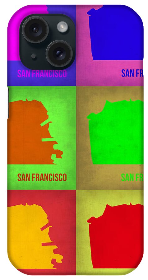 San Francisco Map iPhone Case featuring the painting San Francisco Pop Art Map 3 by Naxart Studio