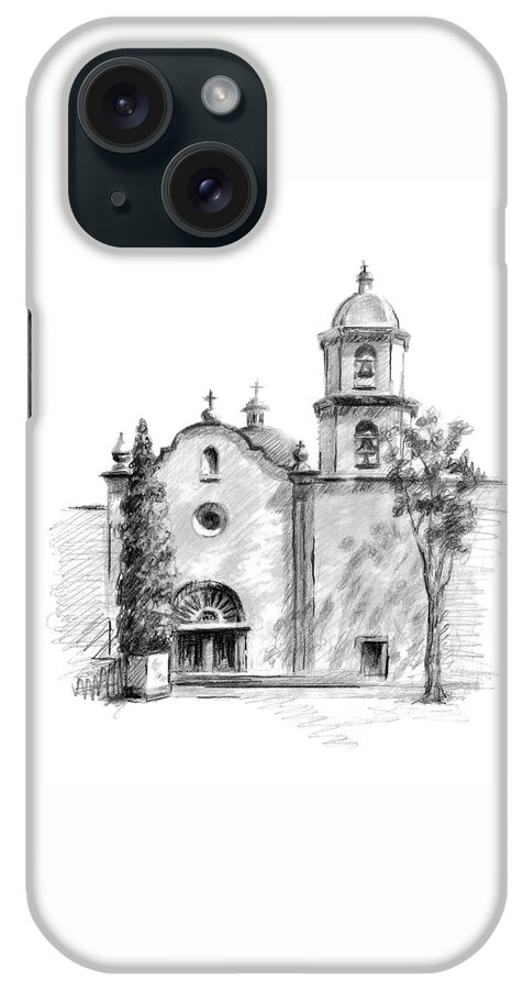 San Juan Capistrano iPhone Case featuring the drawing San Juan Capistrano by Sarah Parks