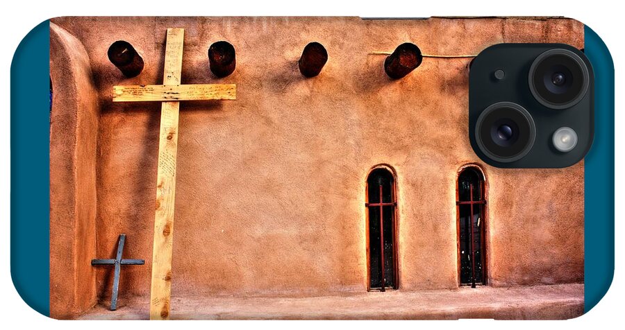 Santuario De Chimayo iPhone Case featuring the photograph Santuario Four Crosses by Lanita Williams