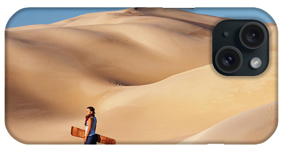 Scenics iPhone Case featuring the photograph Sandboarding In The Sahara Desert by Hadynyah