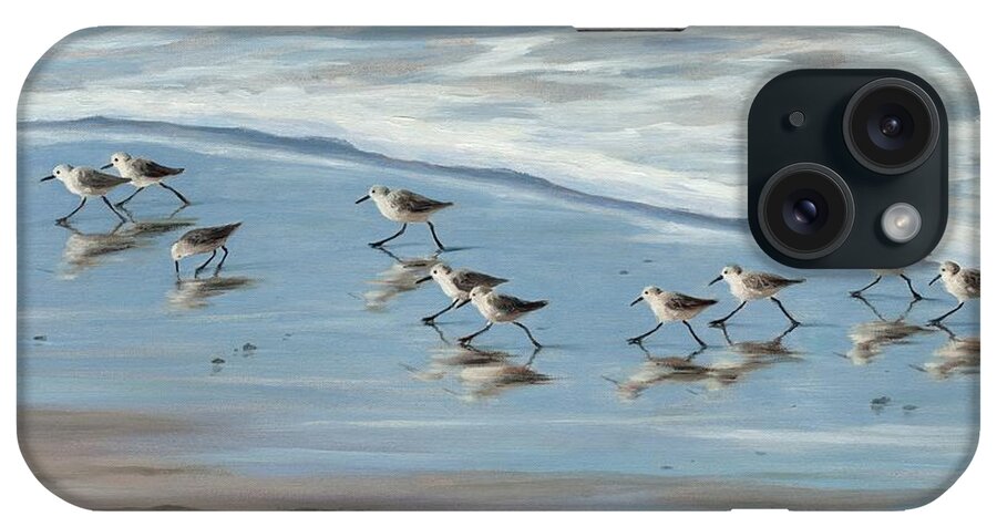  Sandpipers iPhone Case featuring the painting Sandpipers by Tina Obrien
