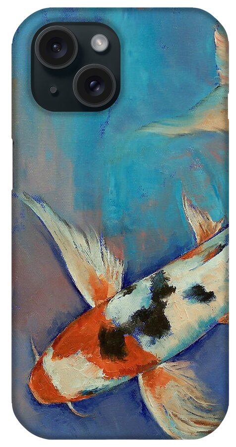 Sanke iPhone Case featuring the painting Sanke Butterfly Koi by Michael Creese