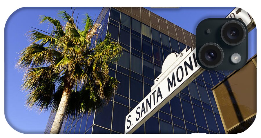 America iPhone Case featuring the photograph Santa Monica Blvd Sign in Beverly Hills California by Paul Velgos