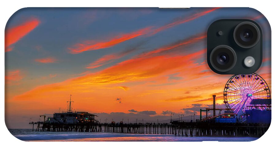 Santa Monica Pier iPhone Case featuring the photograph Santa Monica Pier at Dusk by Eddie Yerkish