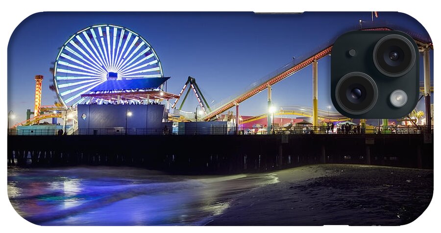 Santa Monica Pier iPhone Case featuring the photograph Santa Monica Pier at Night by Bryan Mullennix