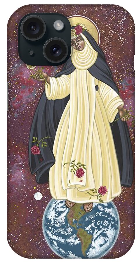 Santa Rosa Of The Cosmos iPhone Case featuring the painting Santa Rosa Patroness of the Americas 166 by William Hart McNichols