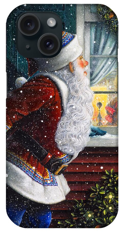 Santa Claus iPhone Case featuring the painting Santa's at the Window by Lynn Bywaters
