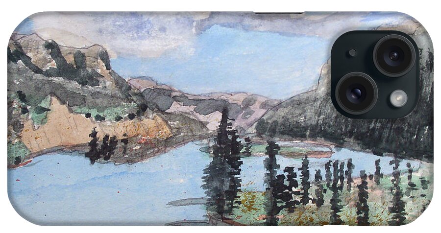 Saskatchewan iPhone Case featuring the painting Saskatchewan River Crossing - Icefields Parkway by R Kyllo