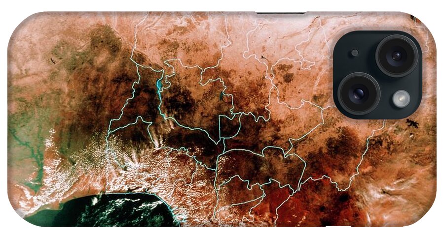 Nigeria iPhone Case featuring the photograph Satellite Mosaic Of Nigeria by Mda Information Systems/science Photo Library