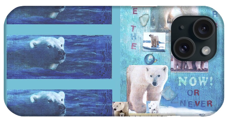 Ecology iPhone Case featuring the mixed media Save the Polar Bear Now or Never by Mary Ann Leitch