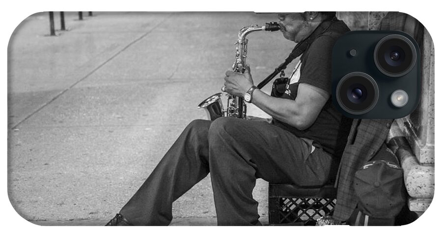 Chicago iPhone Case featuring the photograph Sax Player from the side by John McGraw