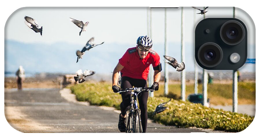 Bike iPhone Case featuring the photograph Scattering the Pigeons by Alex Lapidus